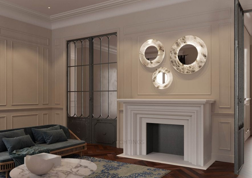 Alabaster Dissic Mirror Wall Sconce