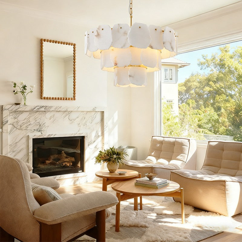 Modern Alabaster Moira Multi-Tier Round Chandelier 32"D