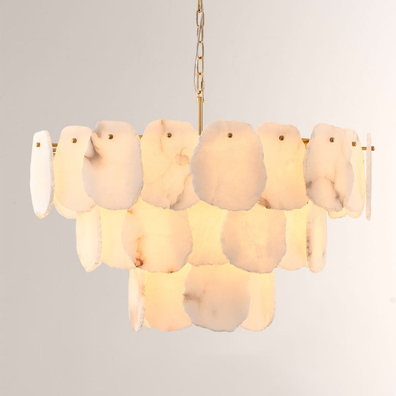 Modern Alabaster Moira Multi-Tier Round Chandelier 32"D