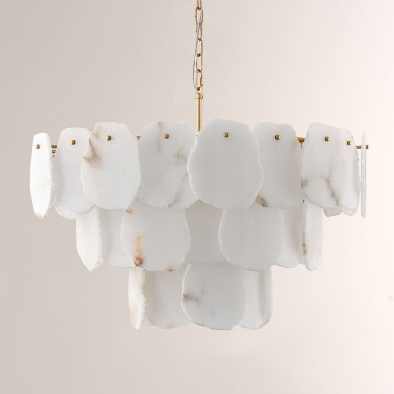 Modern Alabaster Moira Multi-Tier Round Chandelier 32"D