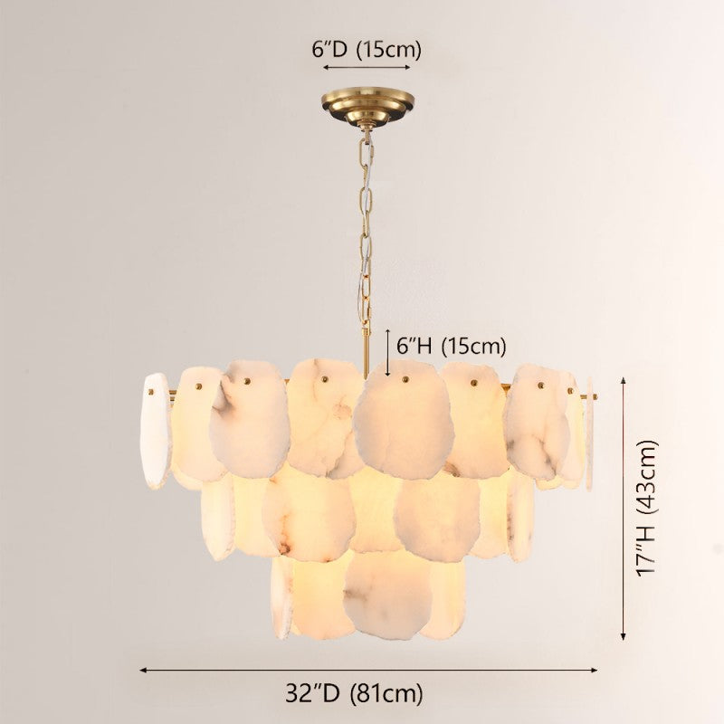 Modern Alabaster Moira Multi-Tier Round Chandelier 32"D