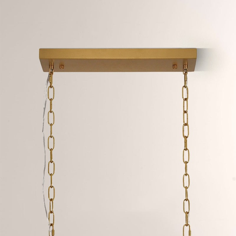 Modern Caldera Alabaster Rectangular Chandelier 40"