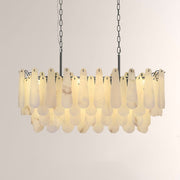 Modern Caldera Alabaster Rectangular Chandelier 40"