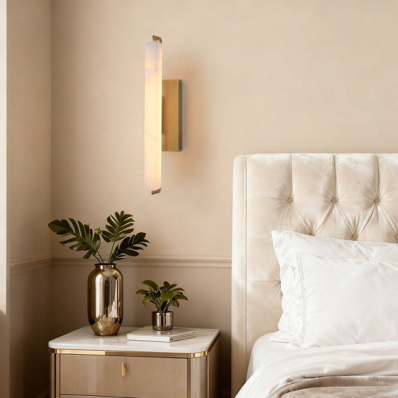 Clear Glow Alabaster Single Wall Sconce 19"H