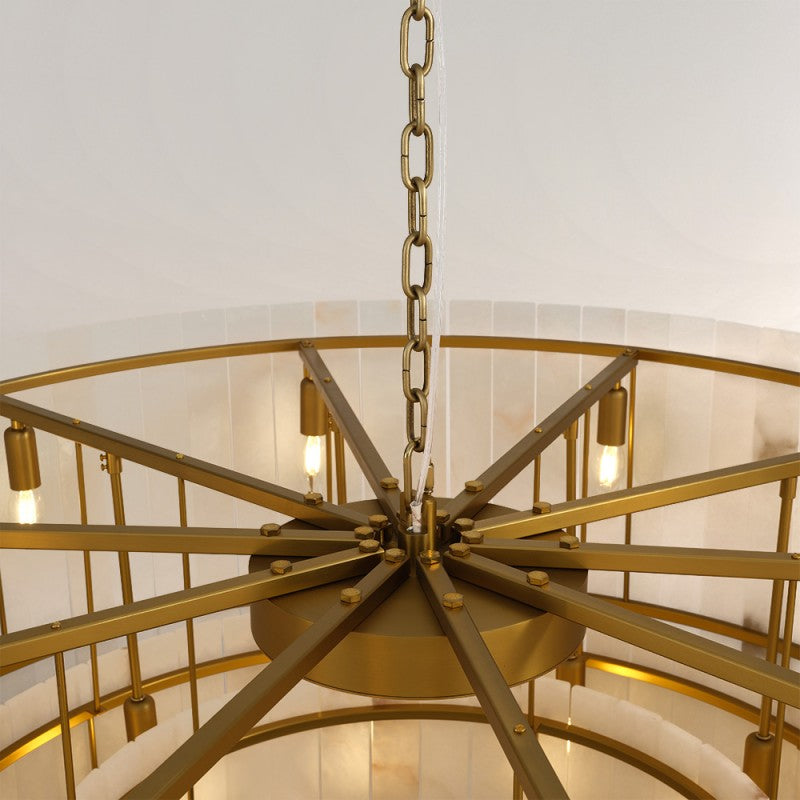 Melvin Alabaster Round 2-Tiered Chandelier 60"