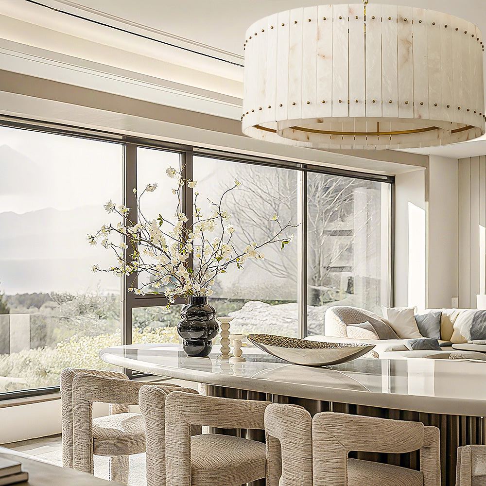 Melvin Alabaster Round Chandelier 37"