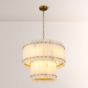 Melvin Alabaster Round Tiered Chandelier 22"