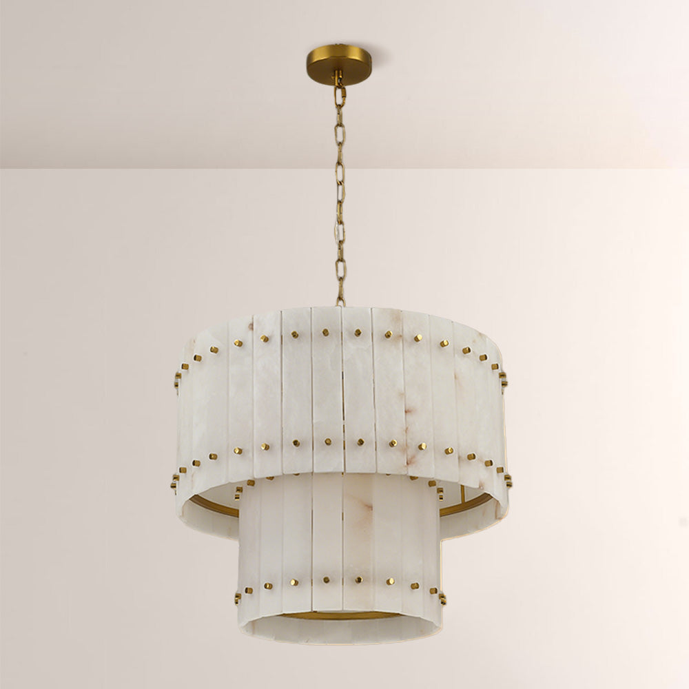 Melvin Alabaster Round Tiered Chandelier 22"