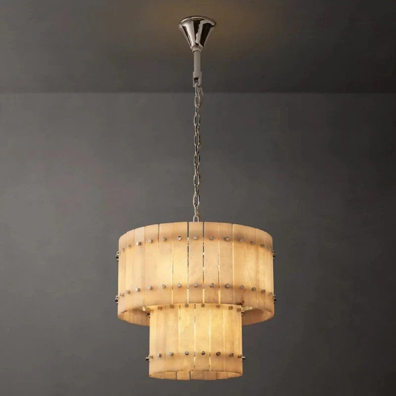 Melvin Alabaster Round Tiered Chandelier 22"