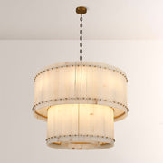 Melvin Alabaster Round Tiered Chandelier 37"