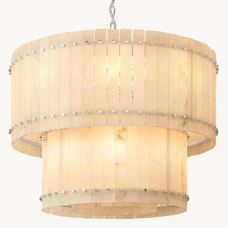 Melvin Alabaster Round Tiered Chandelier 37"