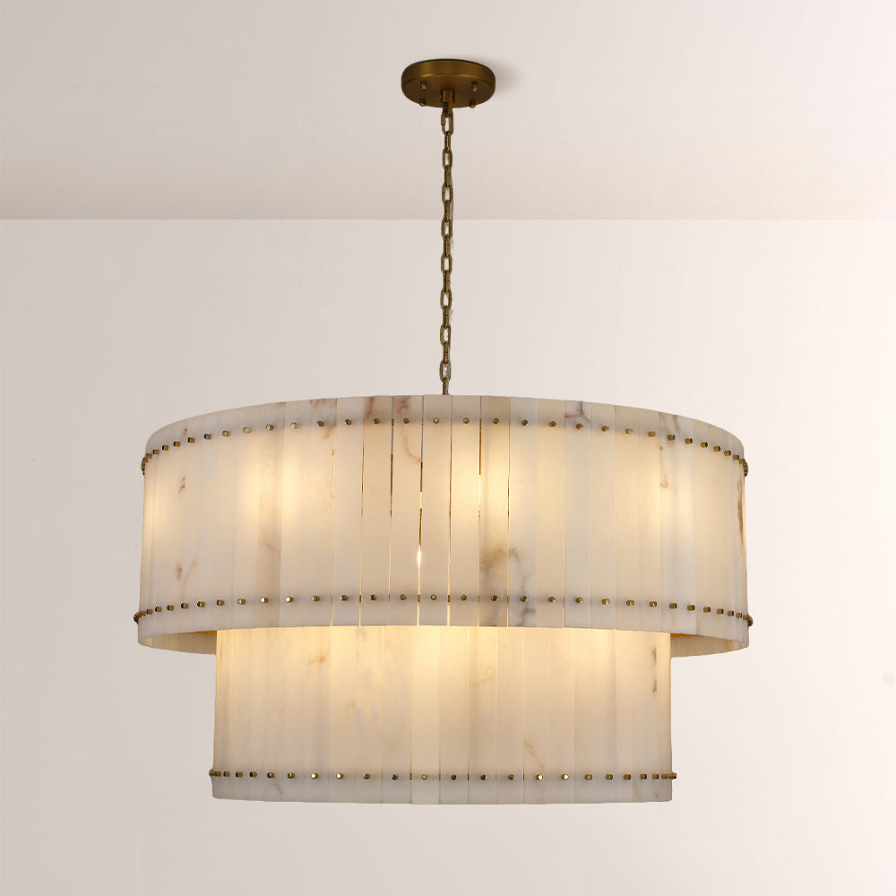 Melvin Alabaster Round Tiered Chandelier 48"