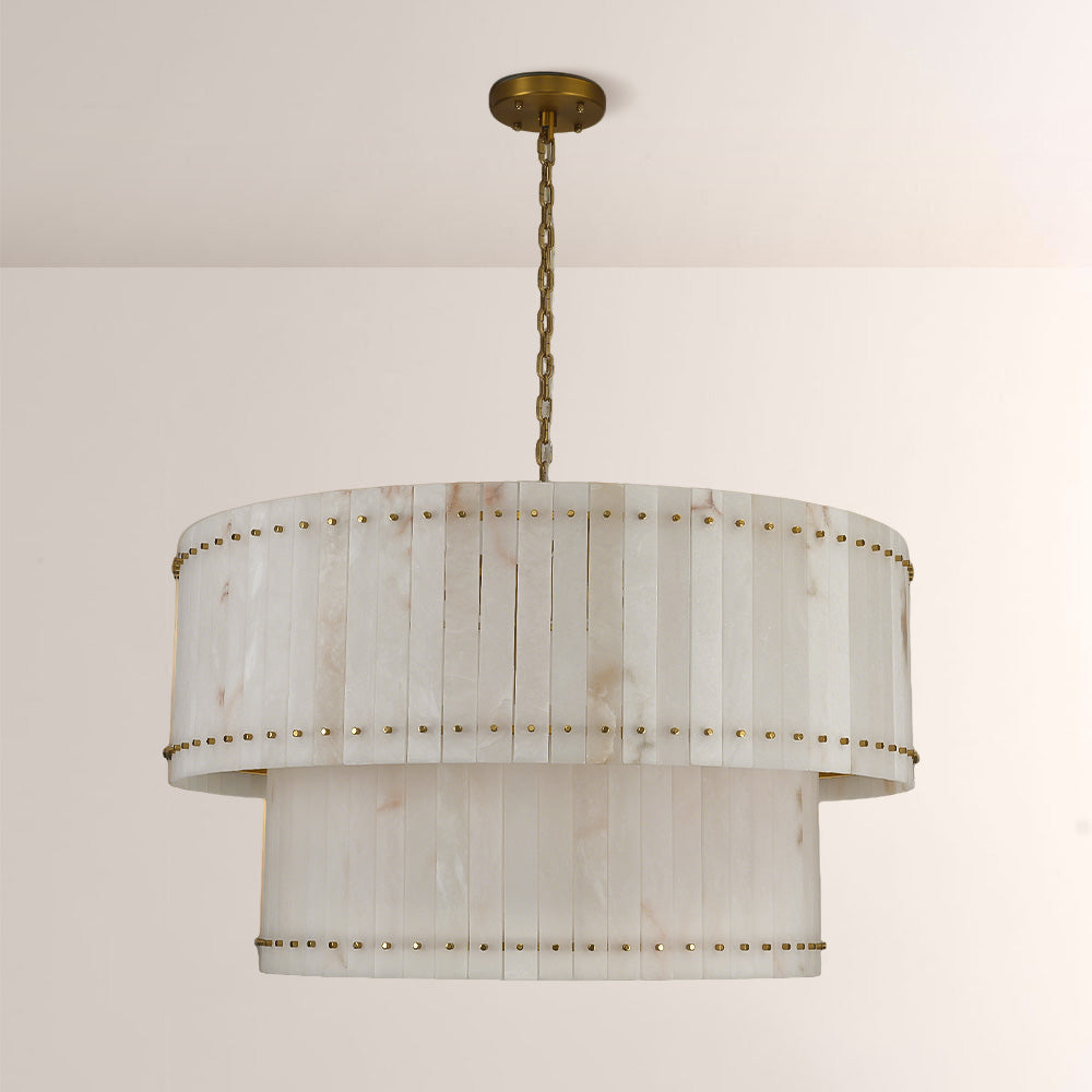 Melvin Alabaster Round Tiered Chandelier 48"
