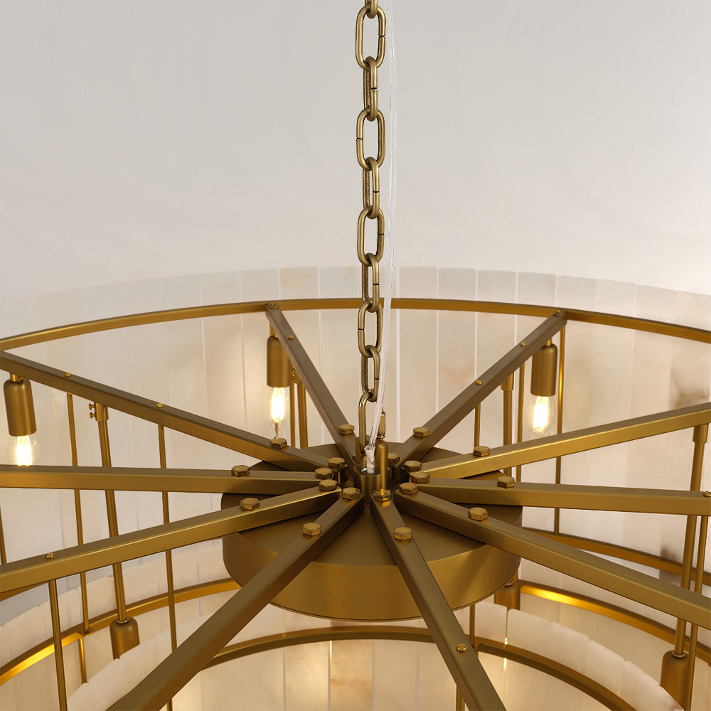 Melvin Alabaster Round Tiered Chandelier 48"