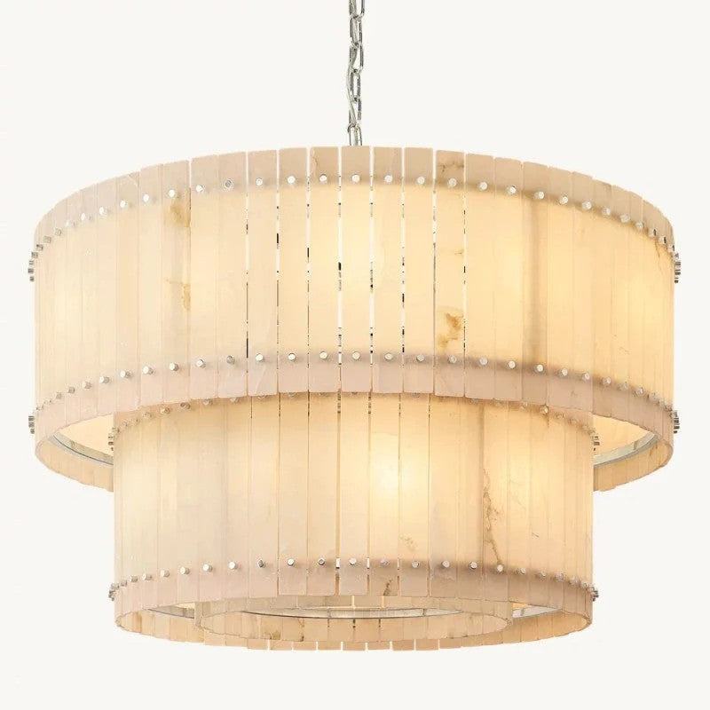 Melvin Alabaster Round Tiered Chandelier 48"