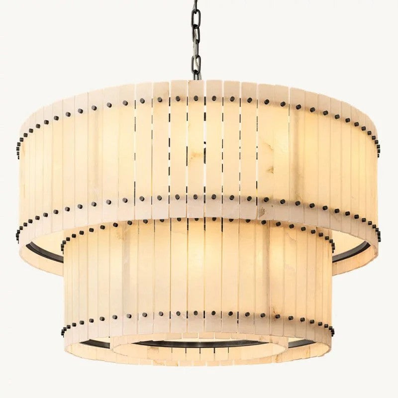 Melvin Alabaster Round Tiered Chandelier 48"
