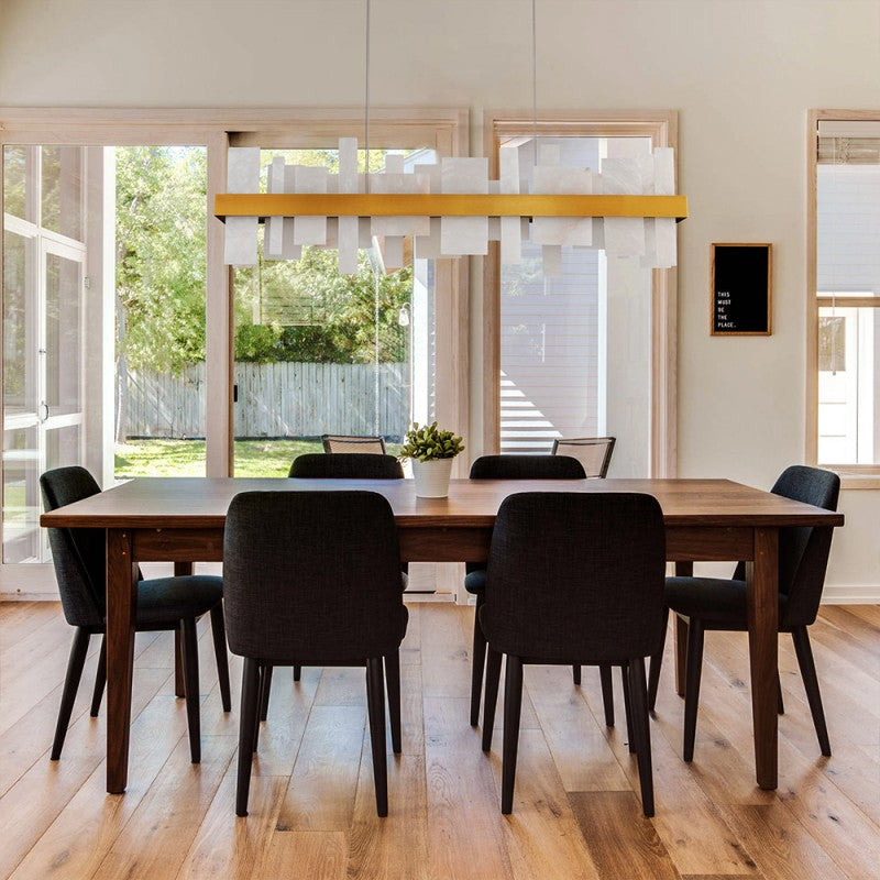 Modern Nocturne Alabaster Rectangular Chandelier 48"