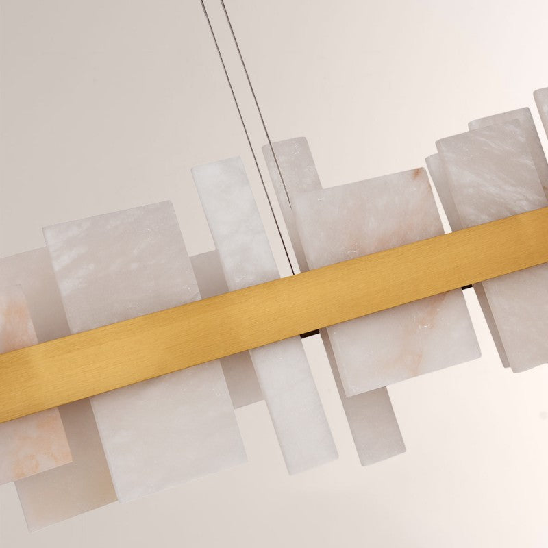Modern Nocturne Alabaster Rectangular Chandelier 48"