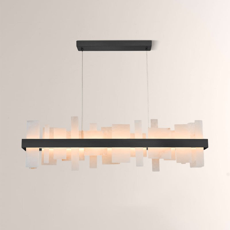 Modern Nocturne Alabaster Rectangular Chandelier 48"