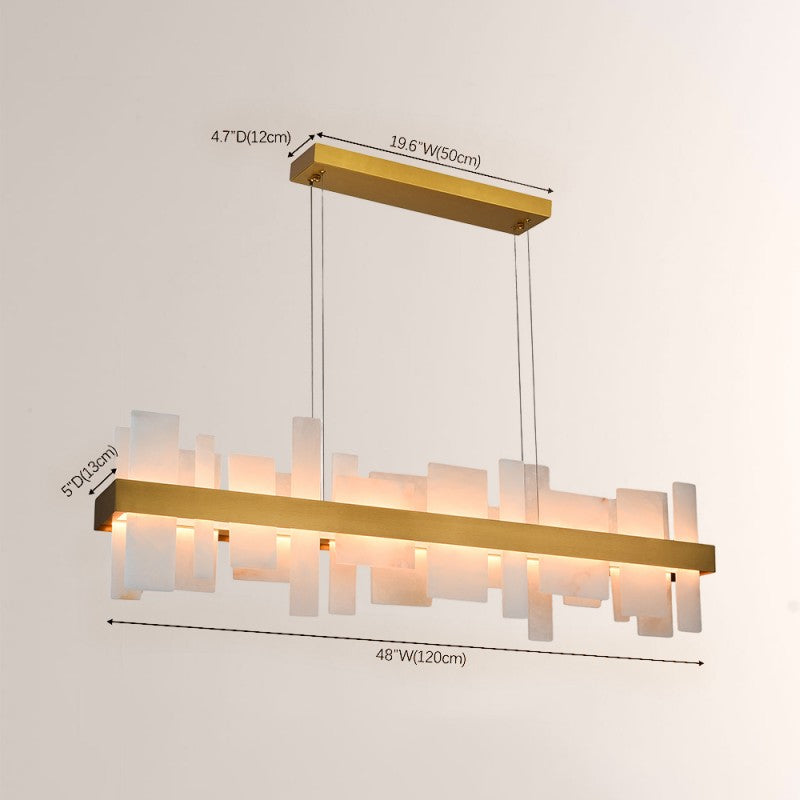 Modern Nocturne Alabaster Rectangular Chandelier 48"