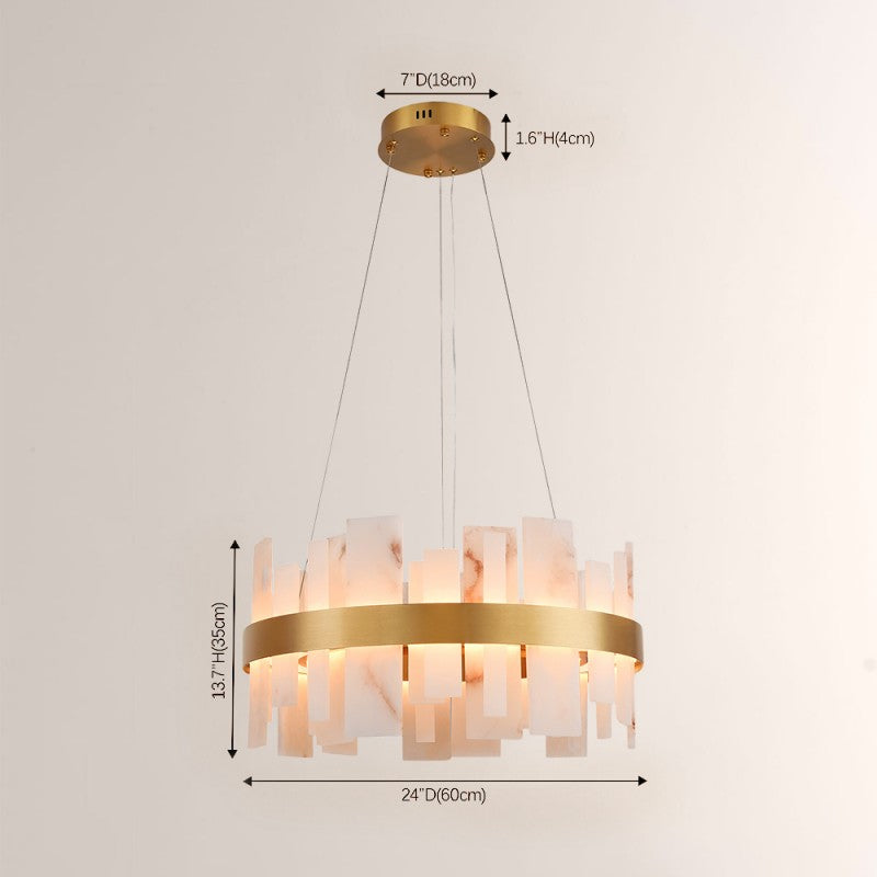 Modern Nocturne Alabaster Round Chandelier 24"