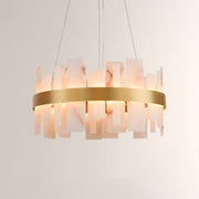 Modern Nocturne Alabaster Round Chandelier 24"