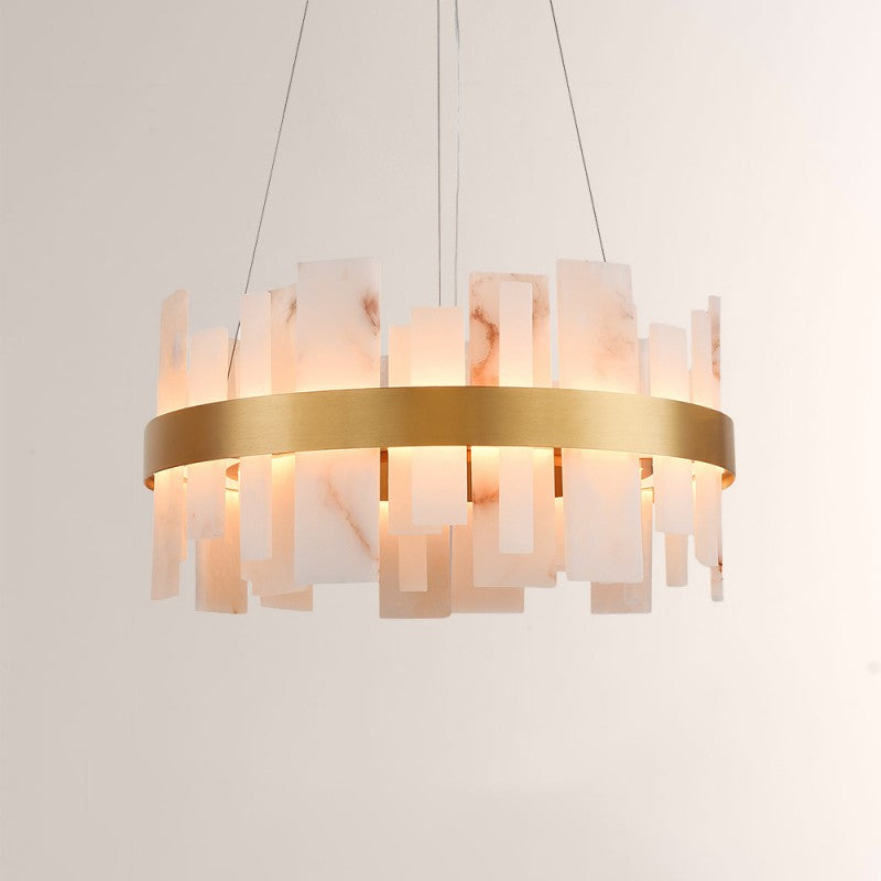 Modern Nocturne Alabaster Round Chandelier 24"