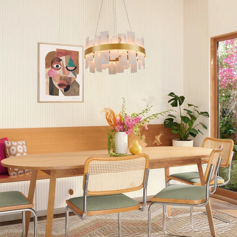 Modern Nocturne Alabaster Round Chandelier 24"