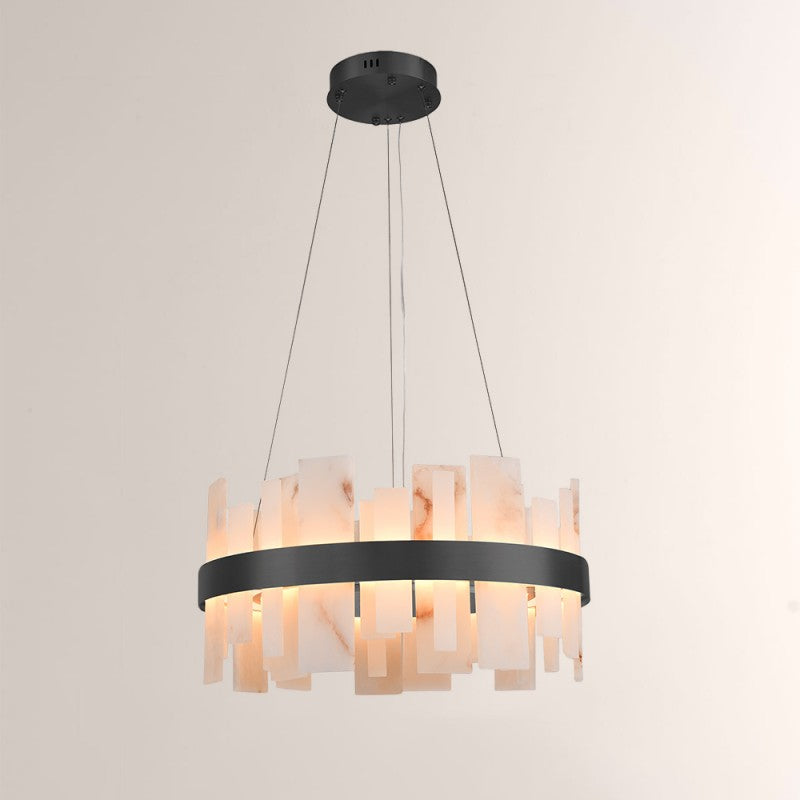 Modern Nocturne Alabaster Round Chandelier 24"
