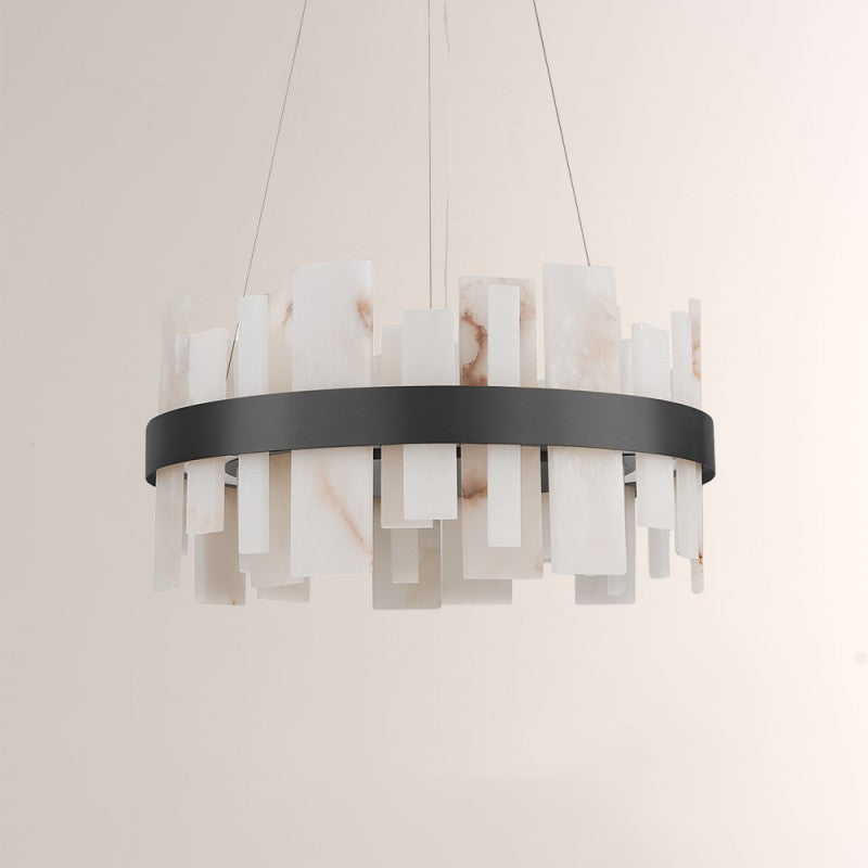 Modern Nocturne Alabaster Round Chandelier 24"
