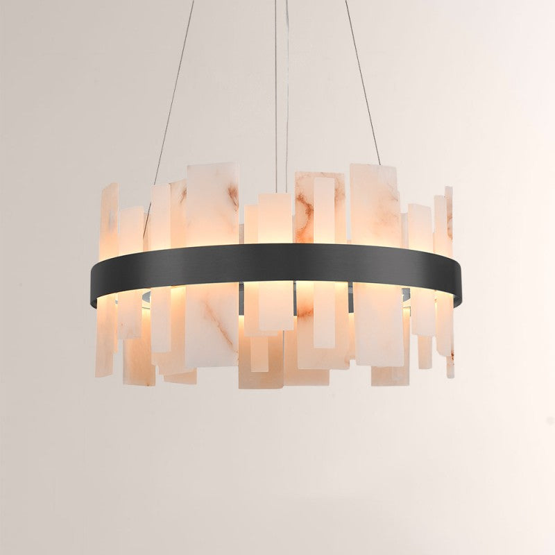 Modern Nocturne Alabaster Round Chandelier 24"