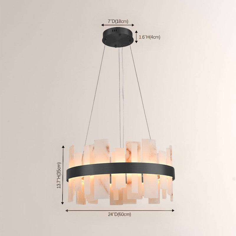 Modern Nocturne Alabaster Round Chandelier 24"