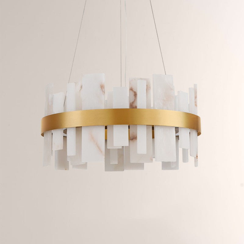 Modern Nocturne Alabaster Round Chandelier 24"