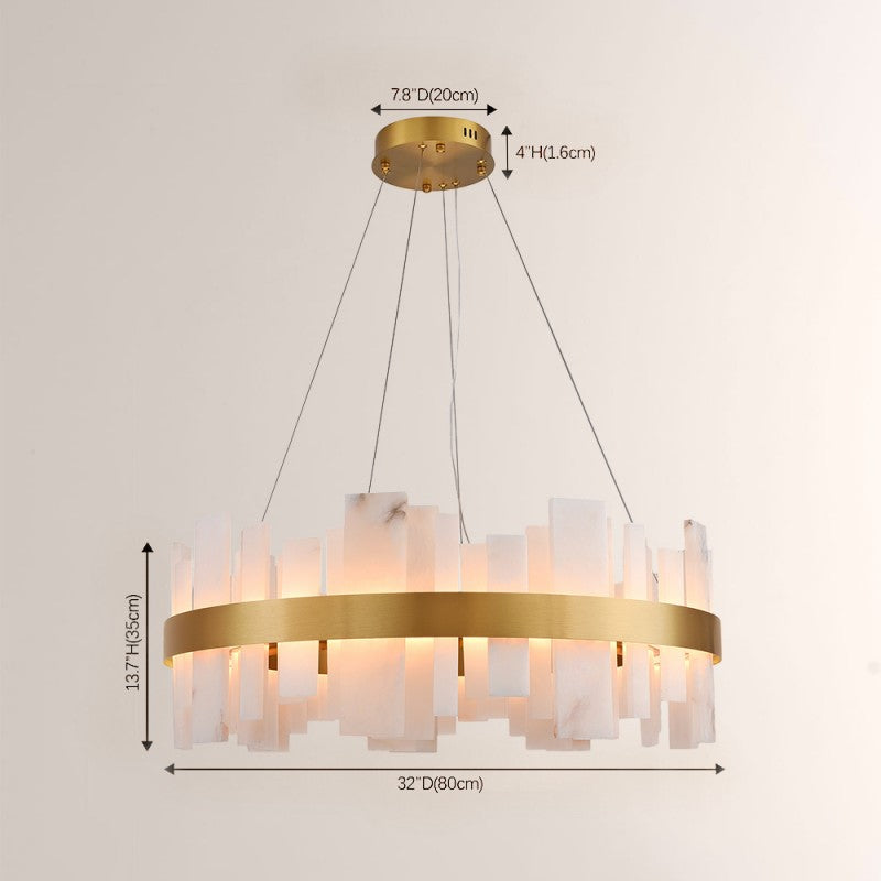 Modern Nocturne Alabaster Round Chandelier 32"