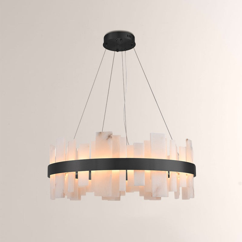 Modern Nocturne Alabaster Round Chandelier 32"