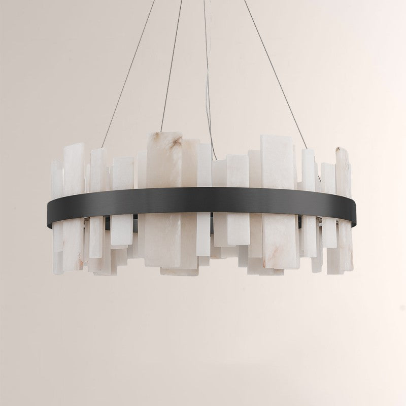 Modern Nocturne Alabaster Round Chandelier 32"