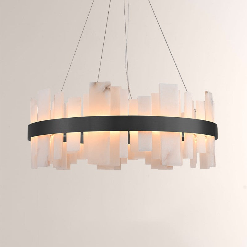 Modern Nocturne Alabaster Round Chandelier 32"