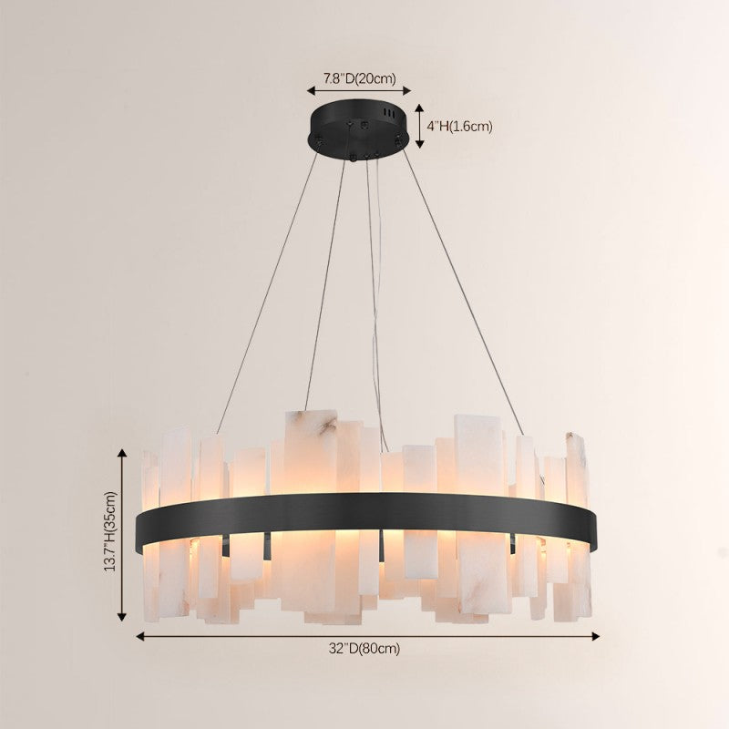 Modern Nocturne Alabaster Round Chandelier 32"