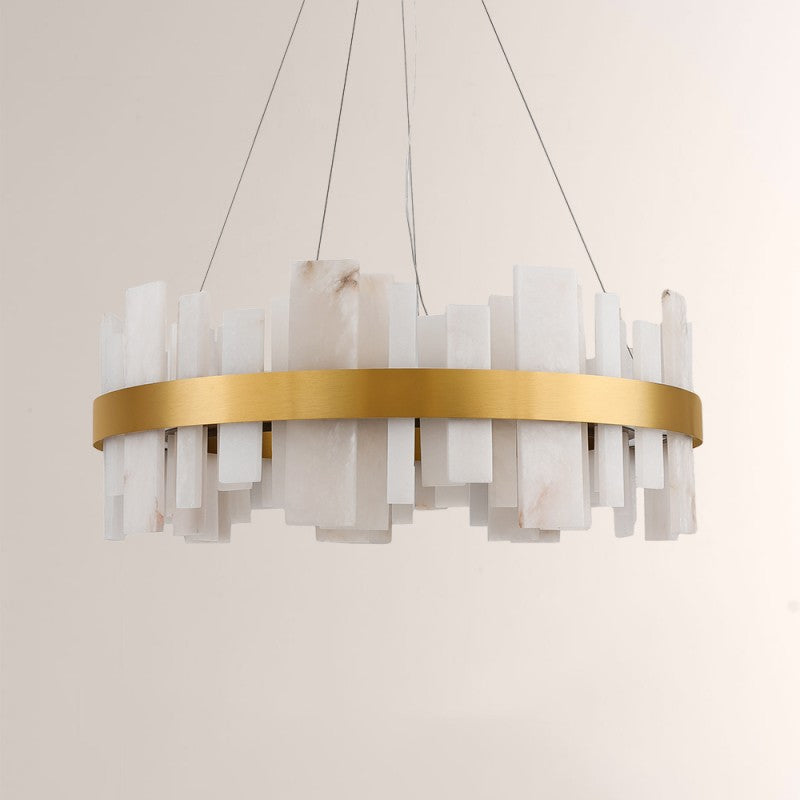 Modern Nocturne Alabaster Round Chandelier 32"