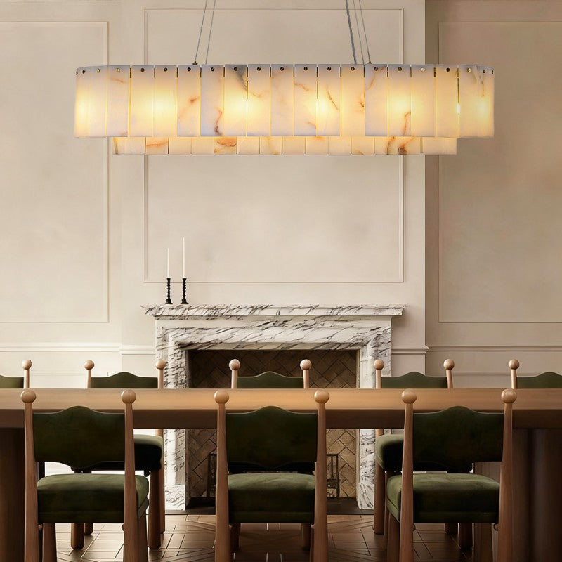 Modern Sawyer Alabaster Rectangular Chandelier 40"