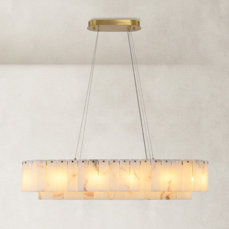 Modern Sawyer Alabaster Rectangular Chandelier 40"