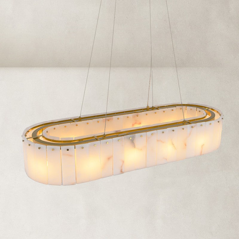 Modern Sawyer Alabaster Rectangular Chandelier 40"