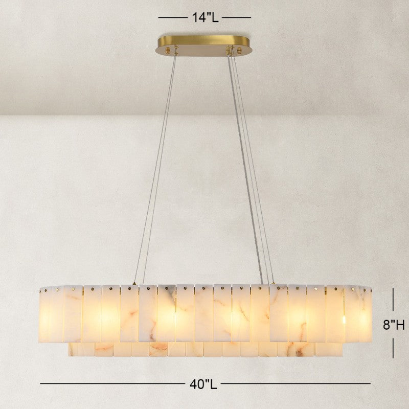 Modern Sawyer Alabaster Rectangular Chandelier 40"