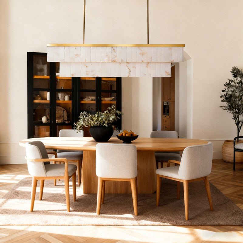 Modern Solmare Alabaster Rectangular Chandelier 55"W