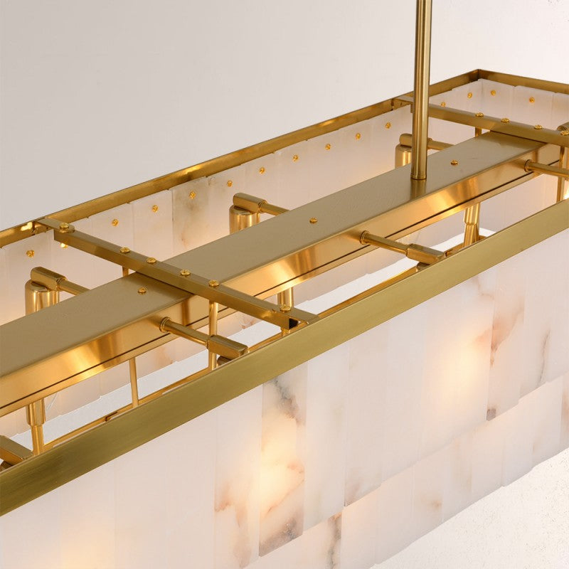 Modern Solmare Alabaster Rectangular Chandelier 55"W