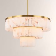 Modern Solmare Alabaster Round Chandelier 34"