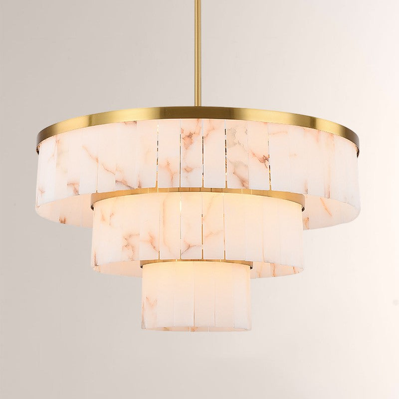 Modern Solmare Alabaster Round Chandelier 34"