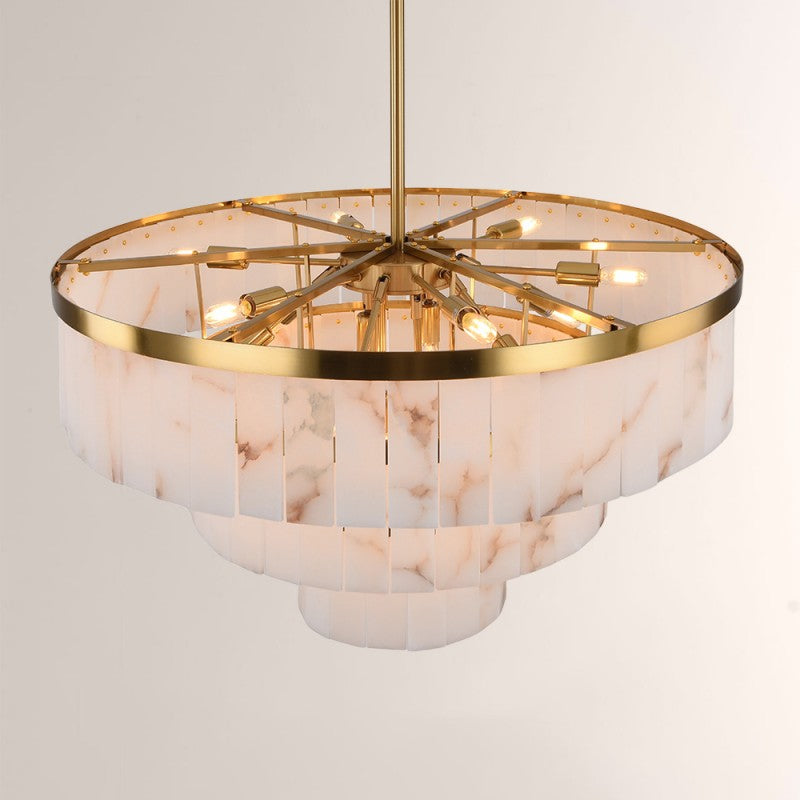 Modern Solmare Alabaster Round Chandelier 34"