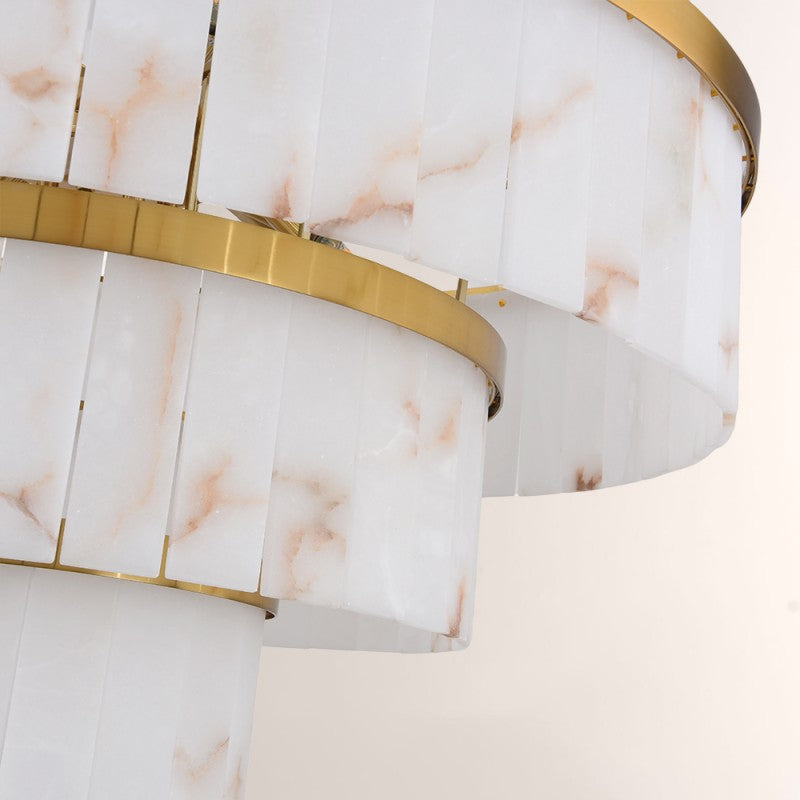 Modern Solmare Alabaster Round Chandelier 34"