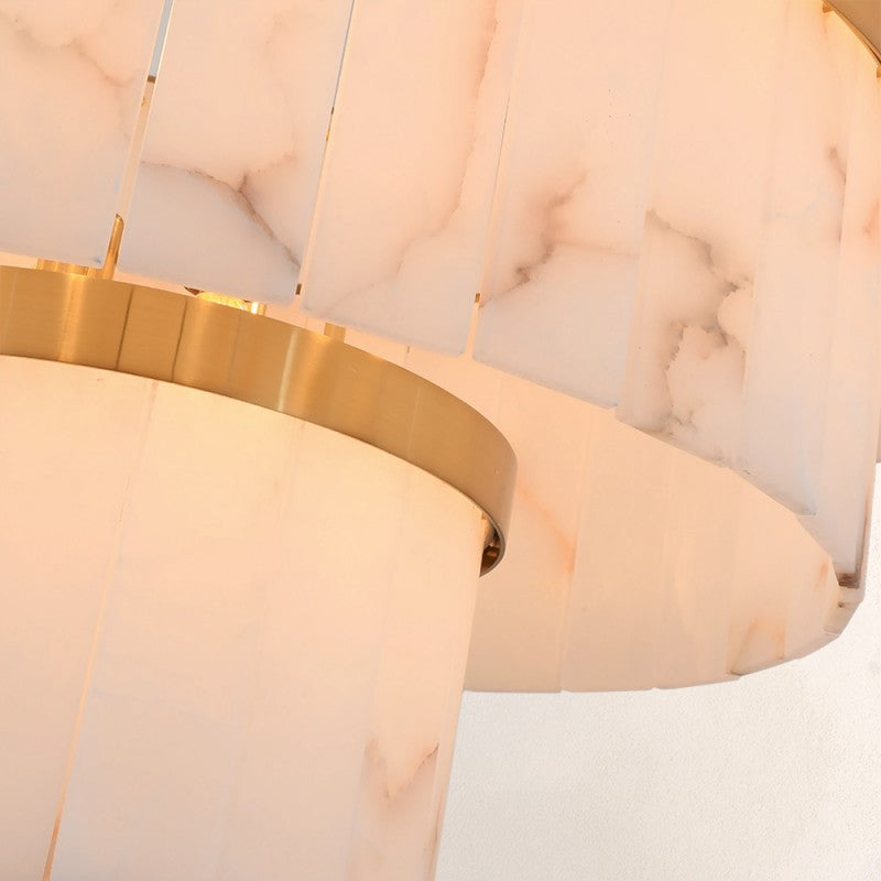 Modern Solmare Alabaster Round Chandelier 34"